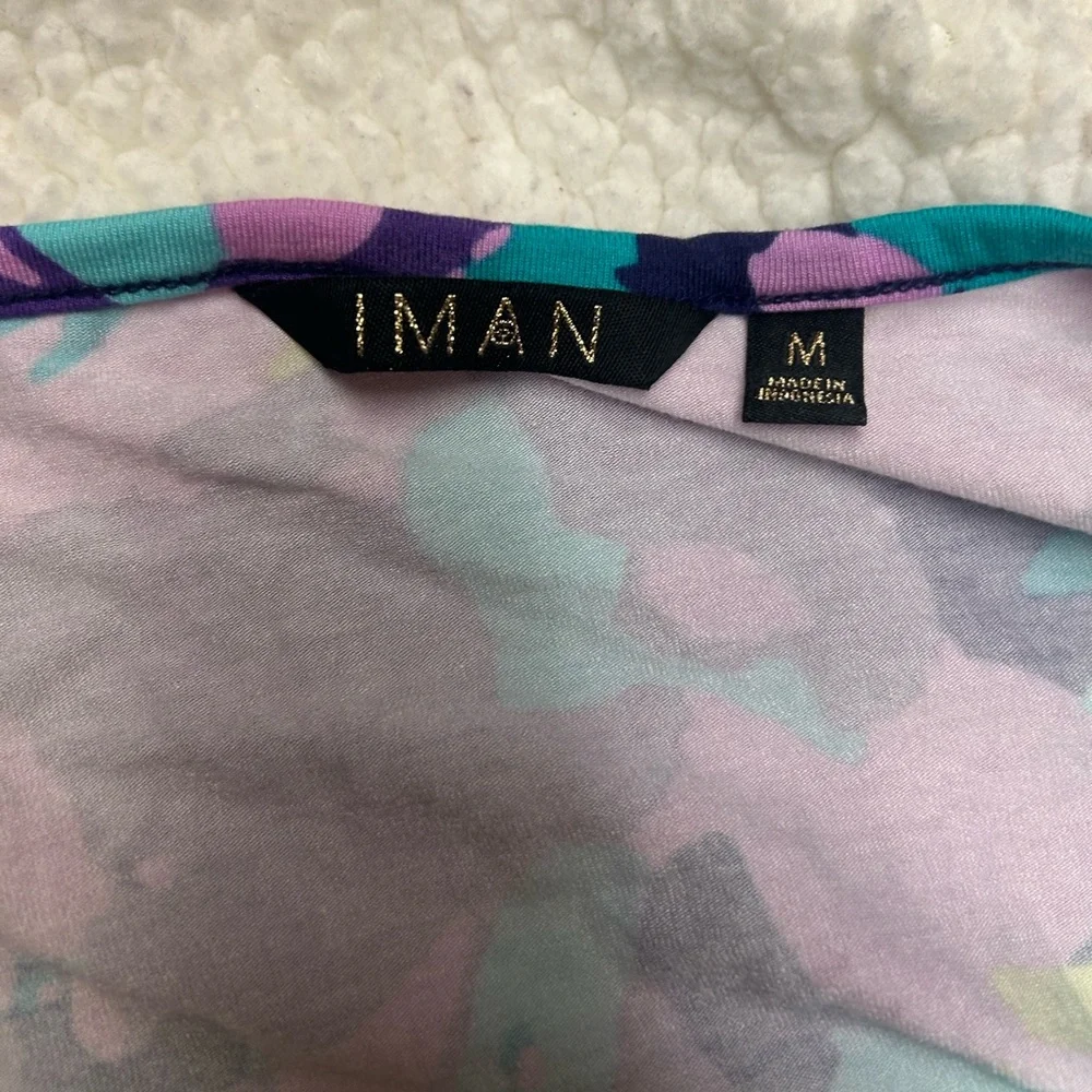 IMAN Blue Global Chic Floral Twist Front Maxi Dress Size M - Picture 8 of 11